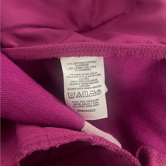 Loft Rivera Slim Pants in Linen Blend Magenta Size 12 - Picture 7 of 7